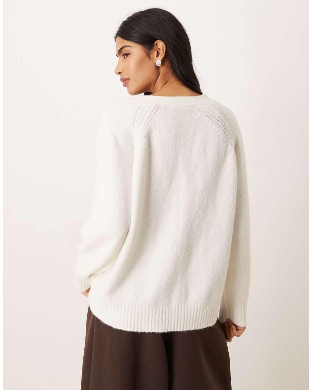 Abercrombie & Fitch White Cable Knit Dad Cardigan