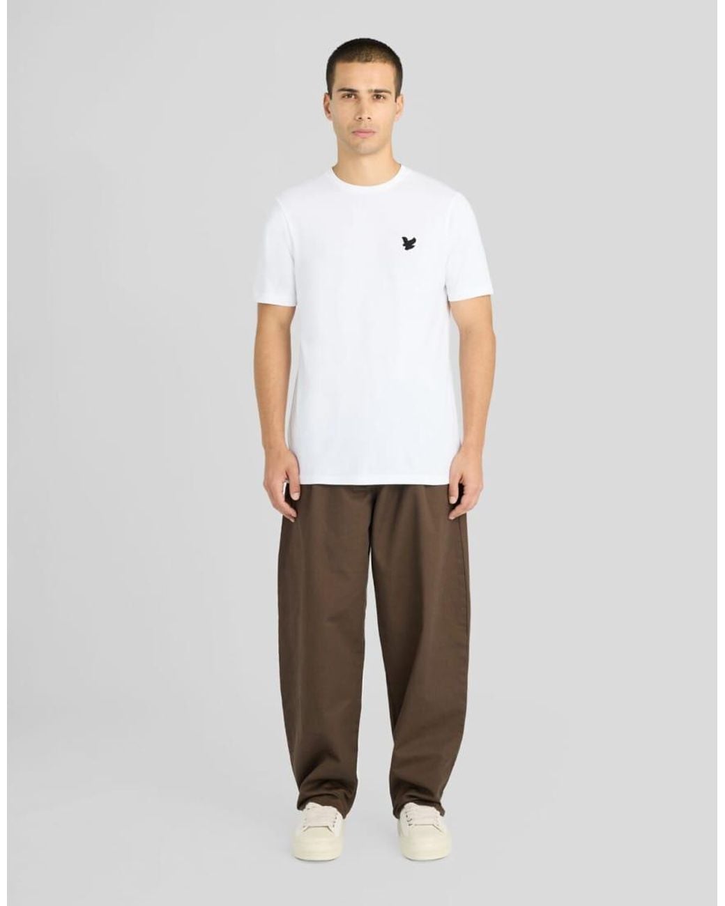 Lyle & Scott White Ss T-Shirts Textured Eagle Plain T-Shirt for men