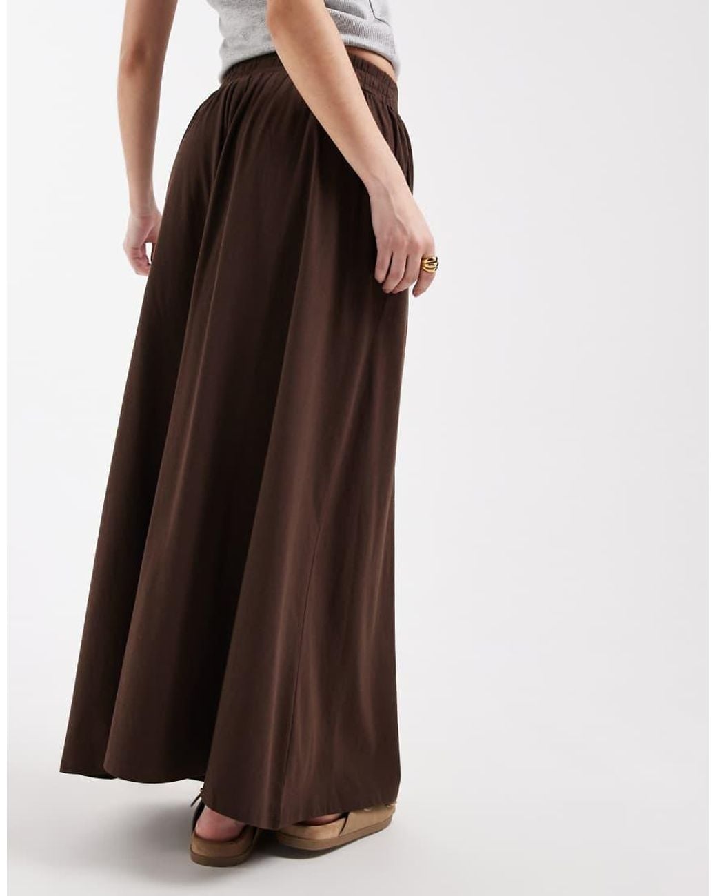 Threadbare Brown Jersey A-line Midaxi Skirt