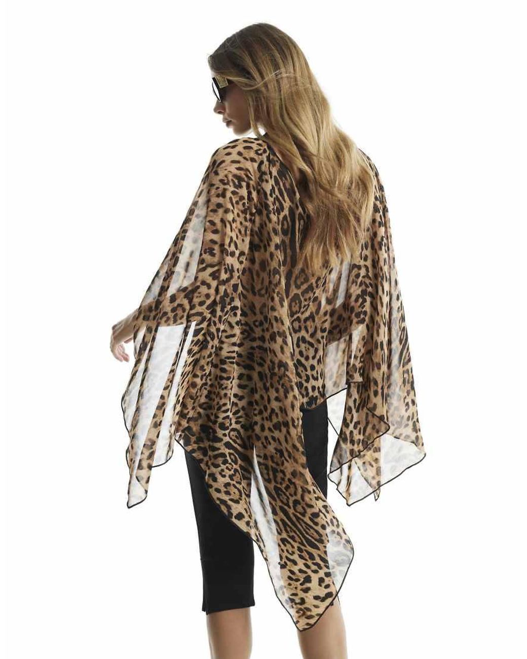 River Island Natural Leopard Chiffon Waterfall Cape