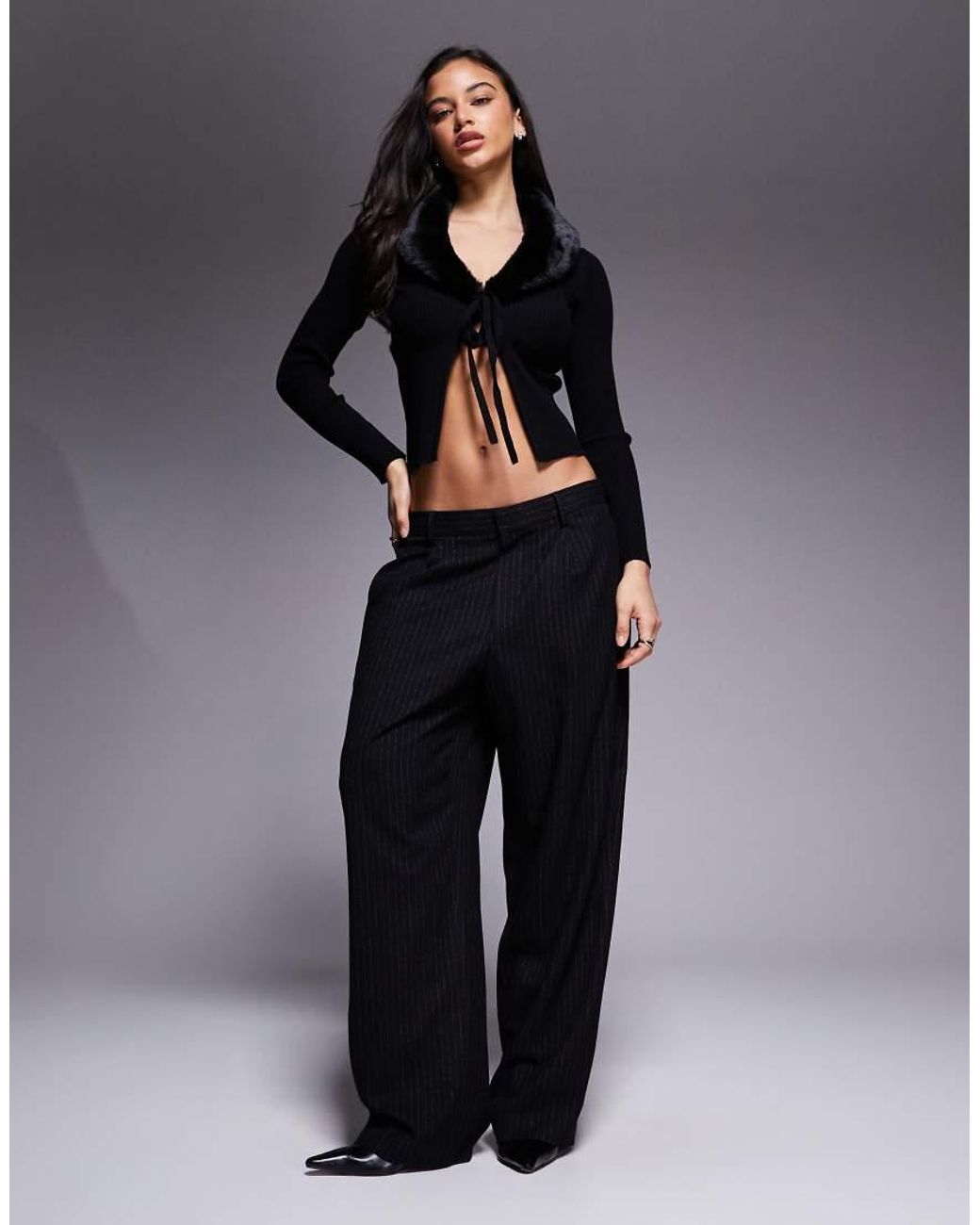 River Island Black Faux Fur Trimmed Cardigan