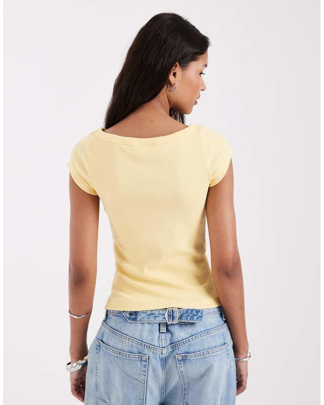 JJXX Blue Ribbed Boat Neck Tee