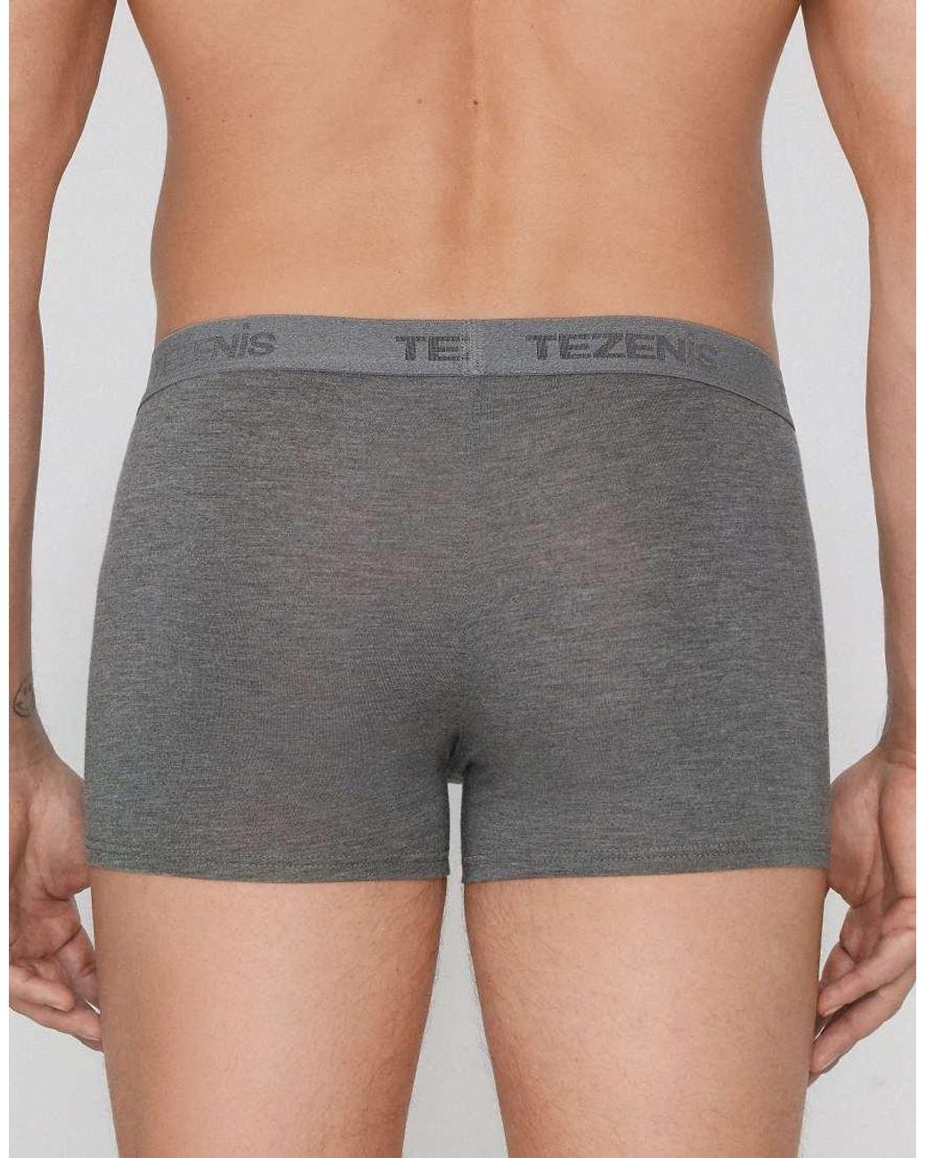 Tezenis Gray Stretch Viscose Boxers With Logo Elastic for men