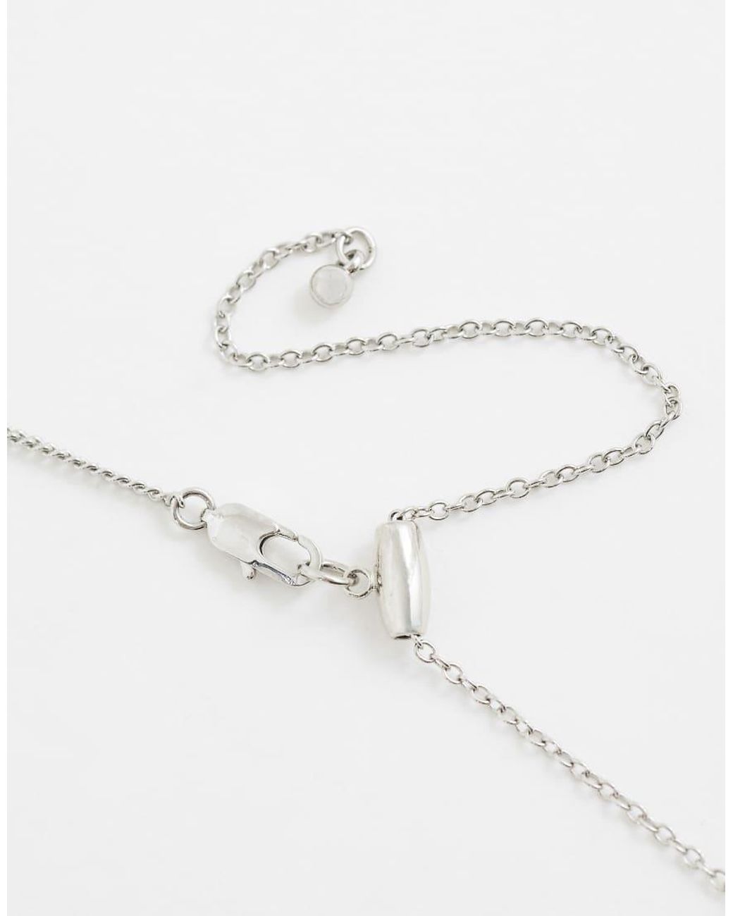 Reclaimed Vintage White Rhodium Pendant With Star Emboss Necklace for men