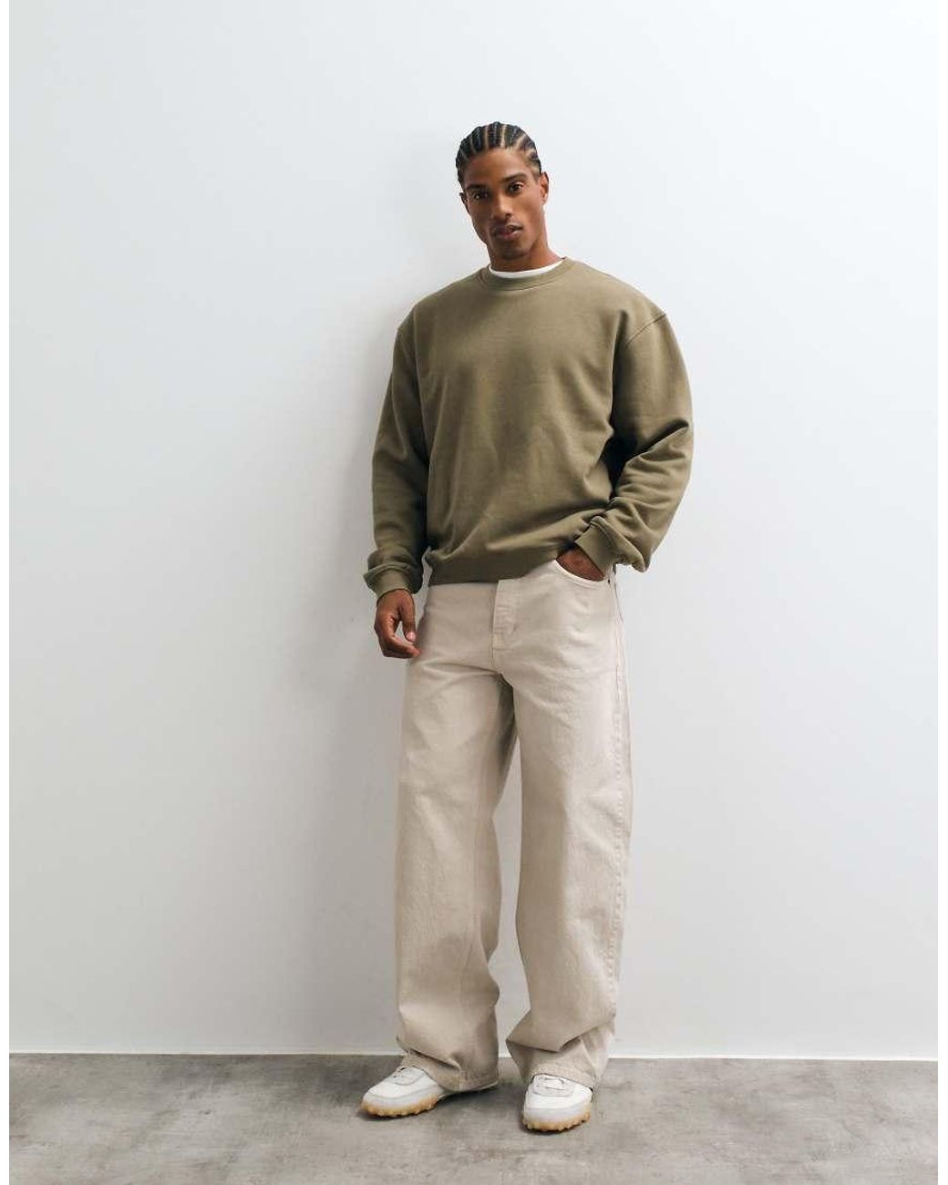 ASOS Natural Essentials Relaxed Boxy Sweatshirt for men