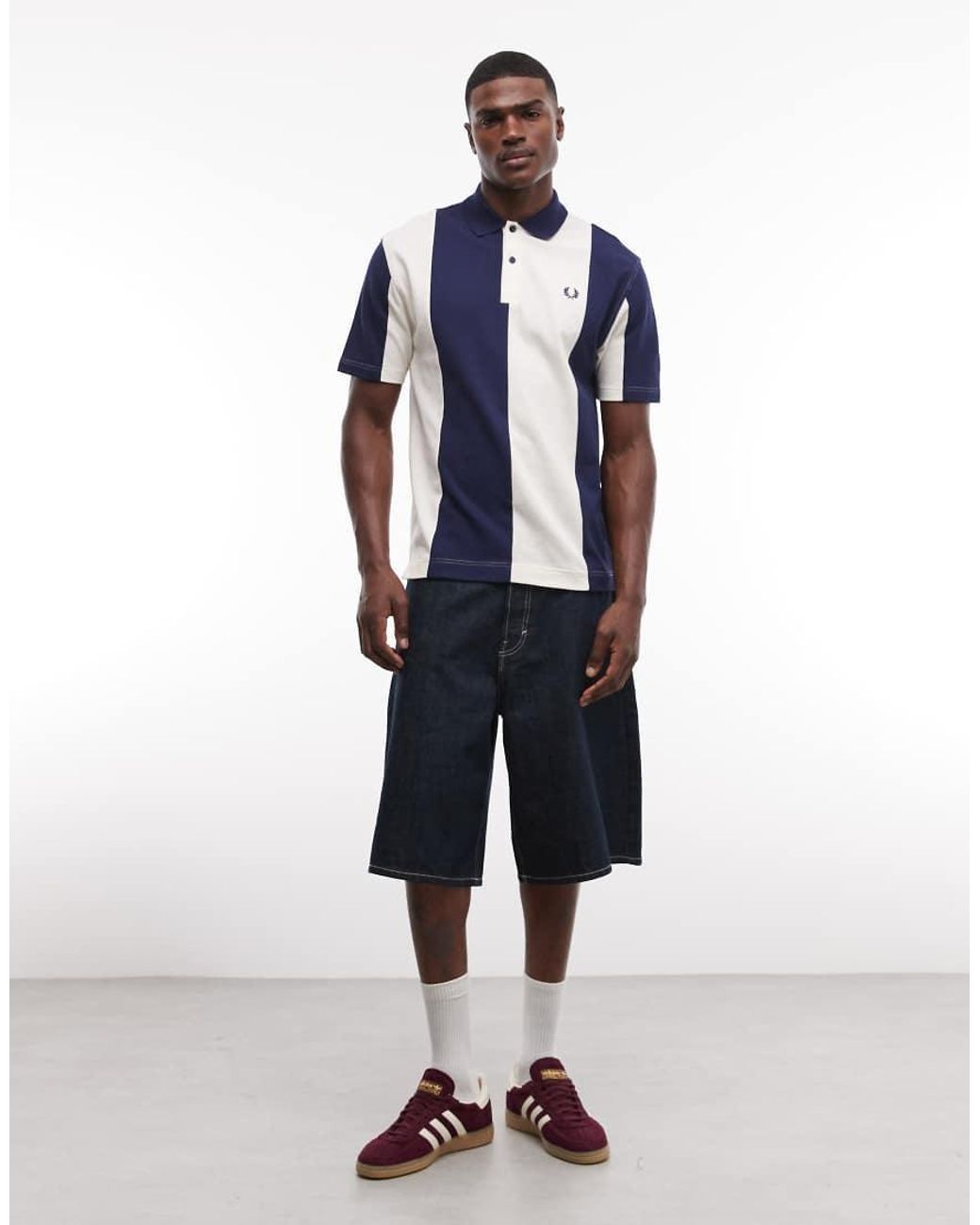 Fred Perry Blue Stripe Panel Polo Shirt for men