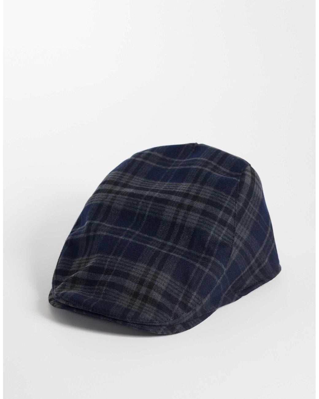 ASOS Blue Check Flat Cap for men