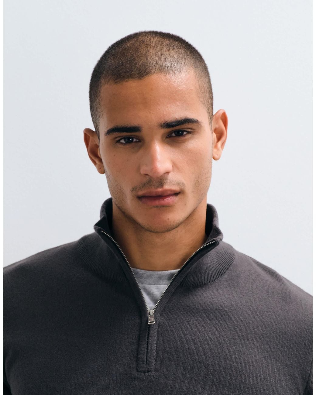 Threadbare Blue Knitted Quarter Zip Jumper for men