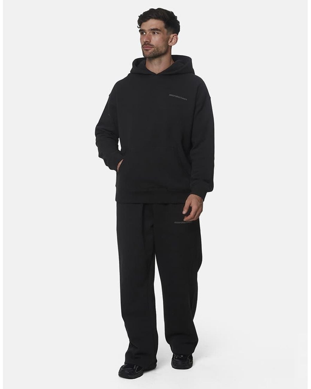 Good For Nothing Blue Oversized Cotton Fleece Pullover Hoodie for men