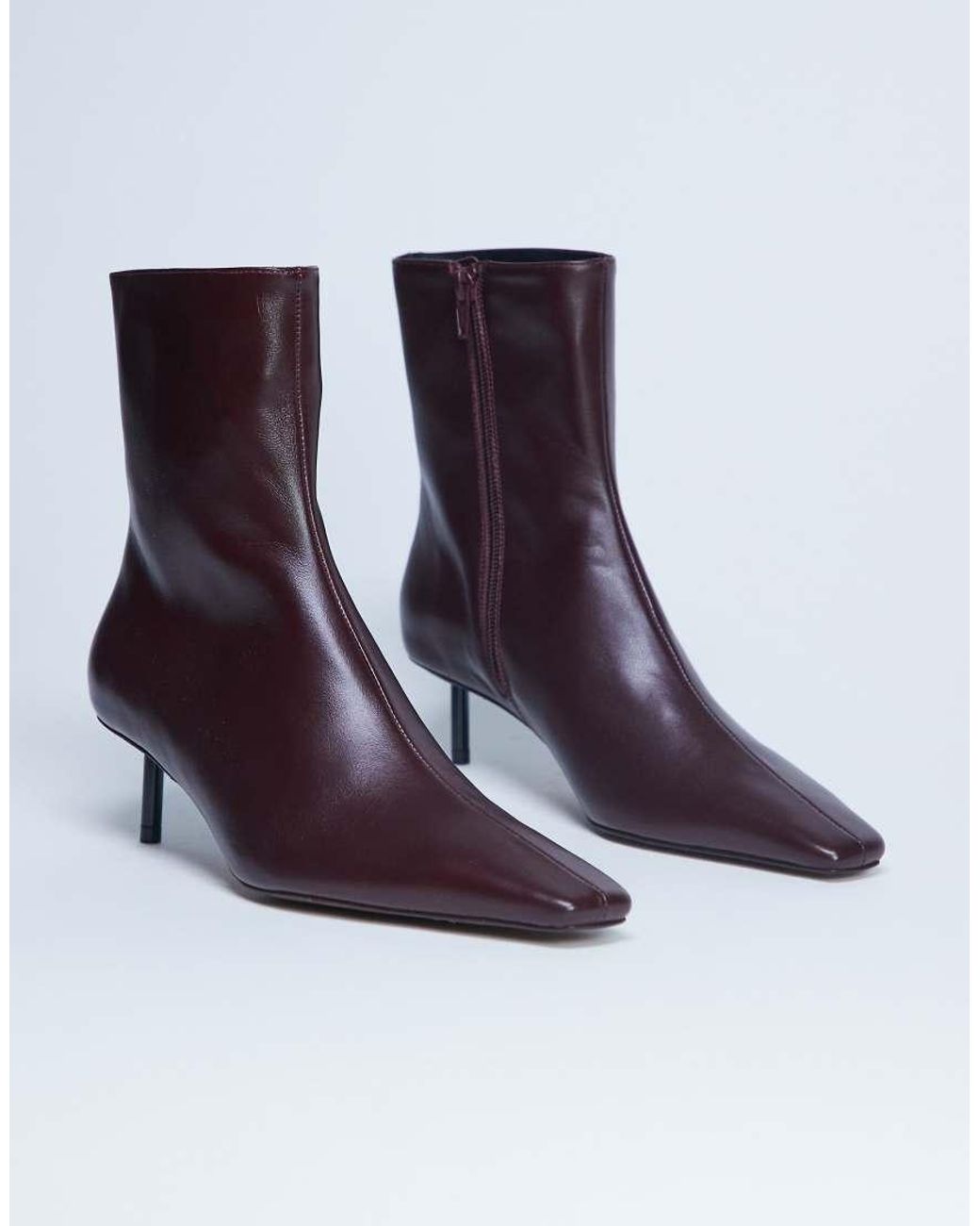 TOPSHOP Purple Narla Premium Real Leather High Pin Heeled Ankle Boots