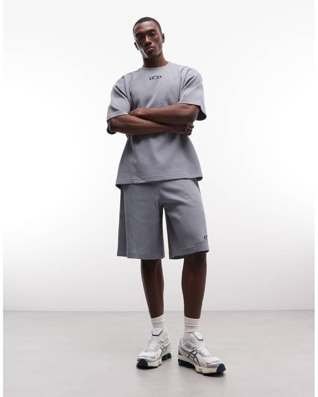 Rains White 41390 Co-ord Loose Fit Waffle Drawstring Logo Shorts for men