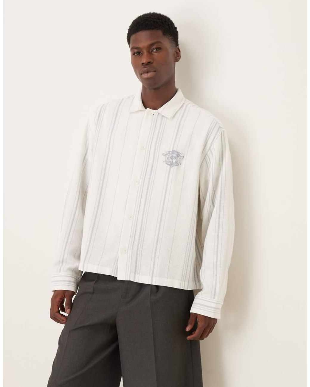 ASOS Oversized Overhemd Met Mandweefsel in het White voor heren