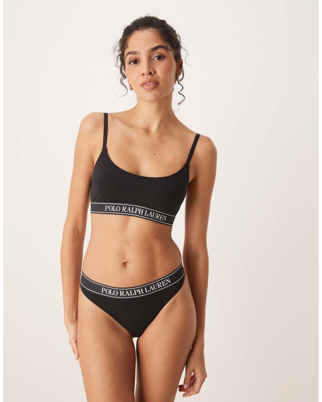 Polo Ralph Lauren Black Polo Essentials Midrise Thong