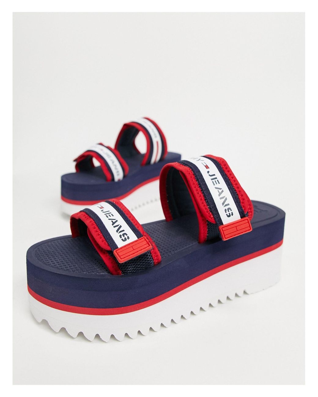 Tommy Hilfiger Chunky Tape Sandals in Blue | Lyst