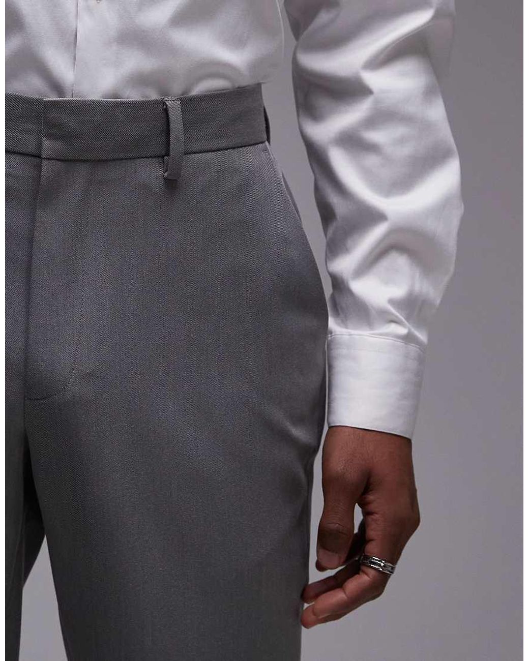 Topman Gray Slim Suit Trousers for men