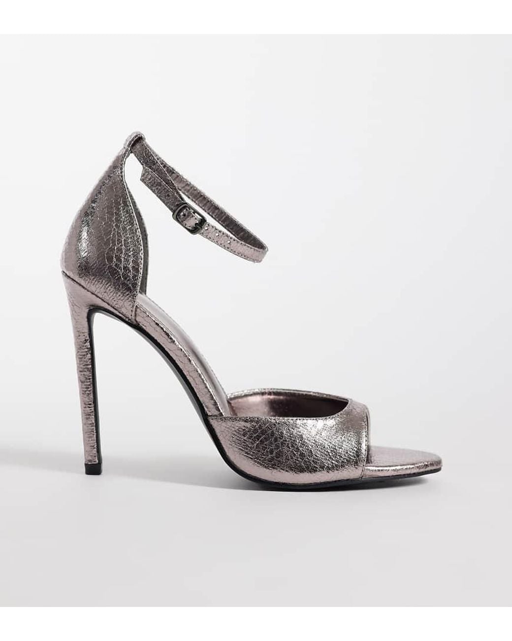 Public Desire White Gilded Tie Leg Heeled Sandals