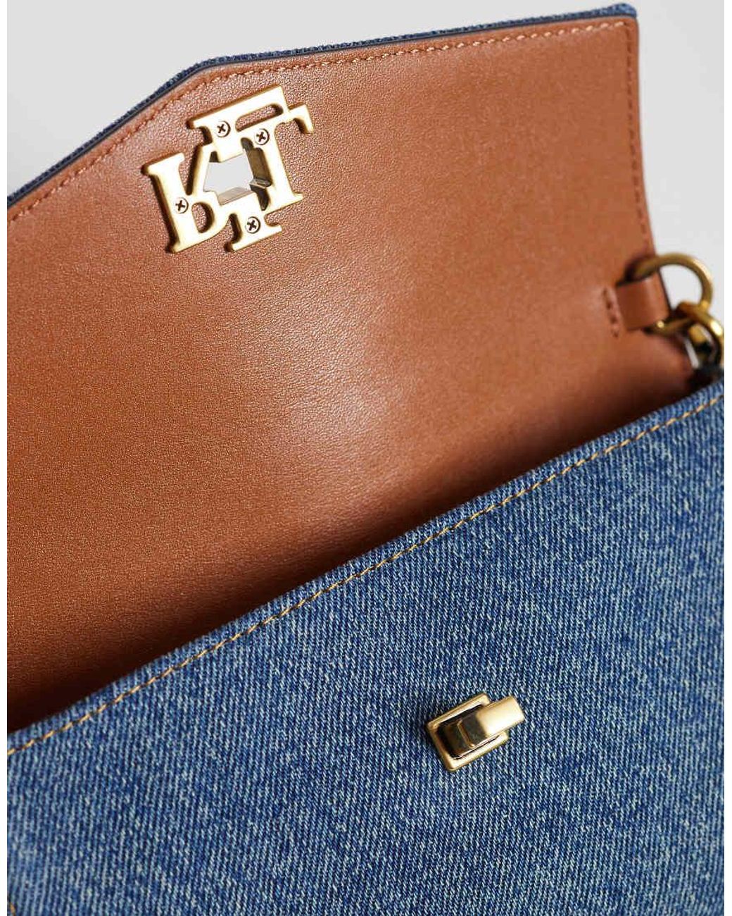 Ralph Lauren Blue Gold Buckle Denim Bag