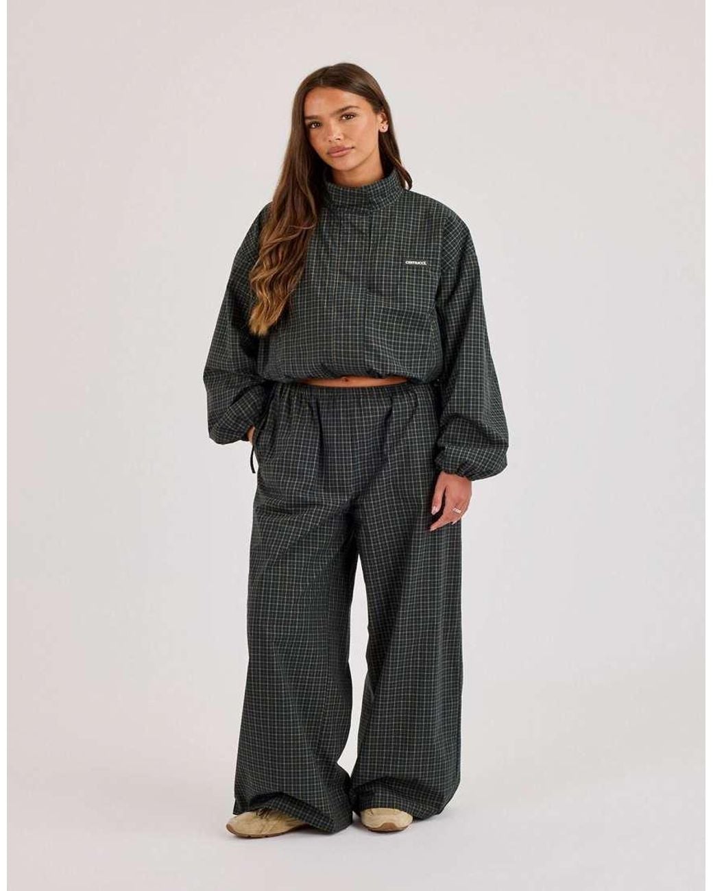 CERNUCCI Black Check Twill Funnel Neck Jacket