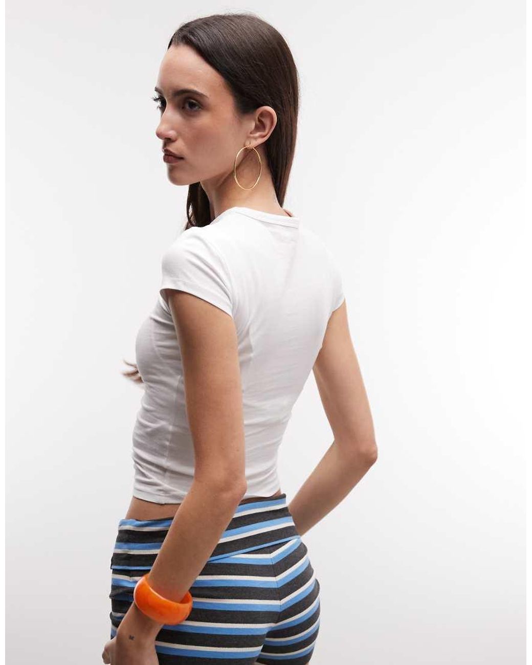 Collusion White Fitted Cap Sleeve T-shirt