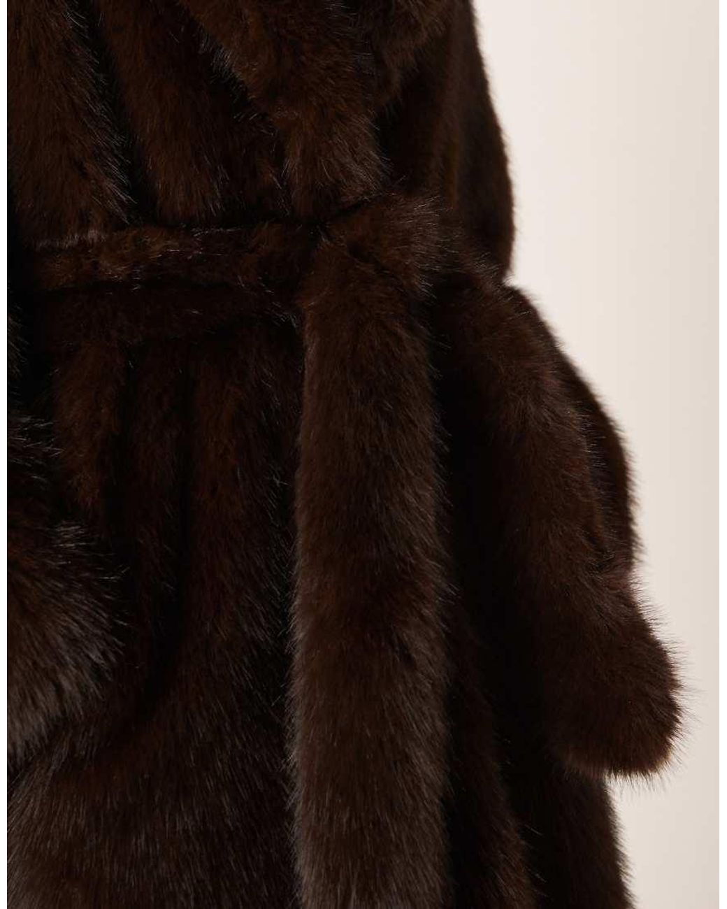 Urbancode Black Belted Monster Faux Fur Coat