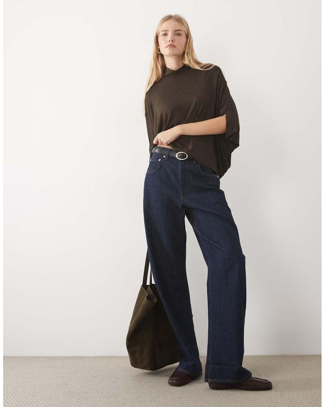 ASOS Brown High Neck Modal Batwing Top