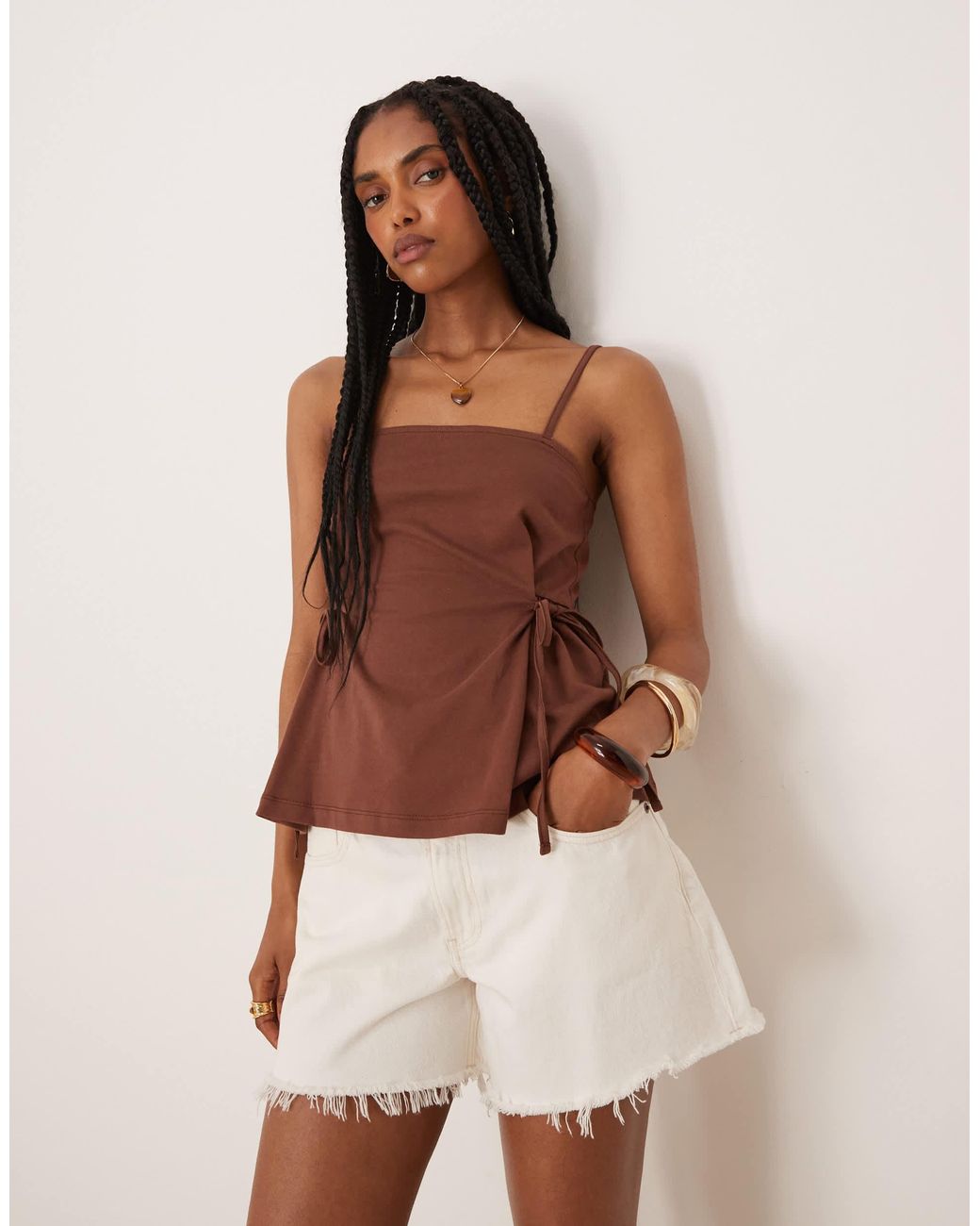 ASOS Brown Cinched Tie Side Cami