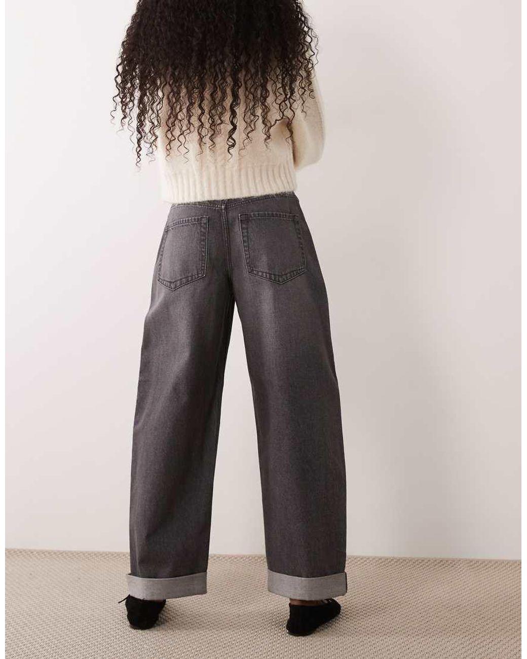 ASOS Natural Turn Up Barrel Jeans