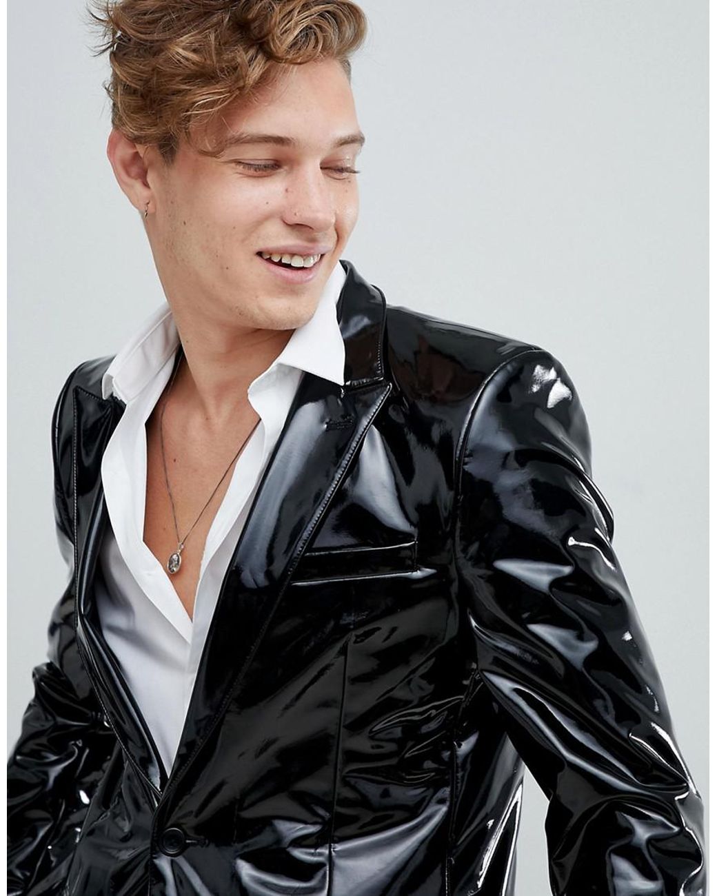 ASOS Skinny Suit Jacket In Black Pvc for Men | Lyst