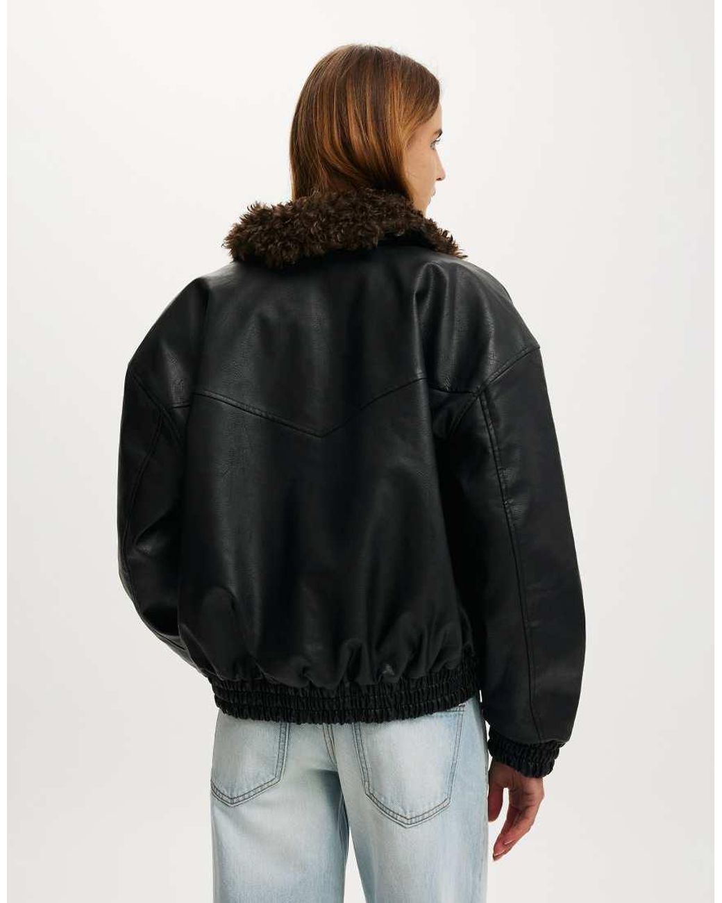 Cotton On Black Darcy Faux Leather Bomber