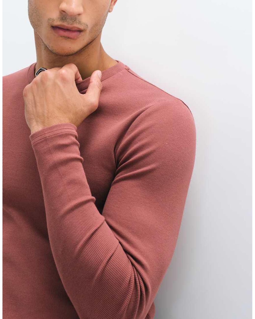 ASOS Red Muscle Fit Long Sleeve T-Shirt for men