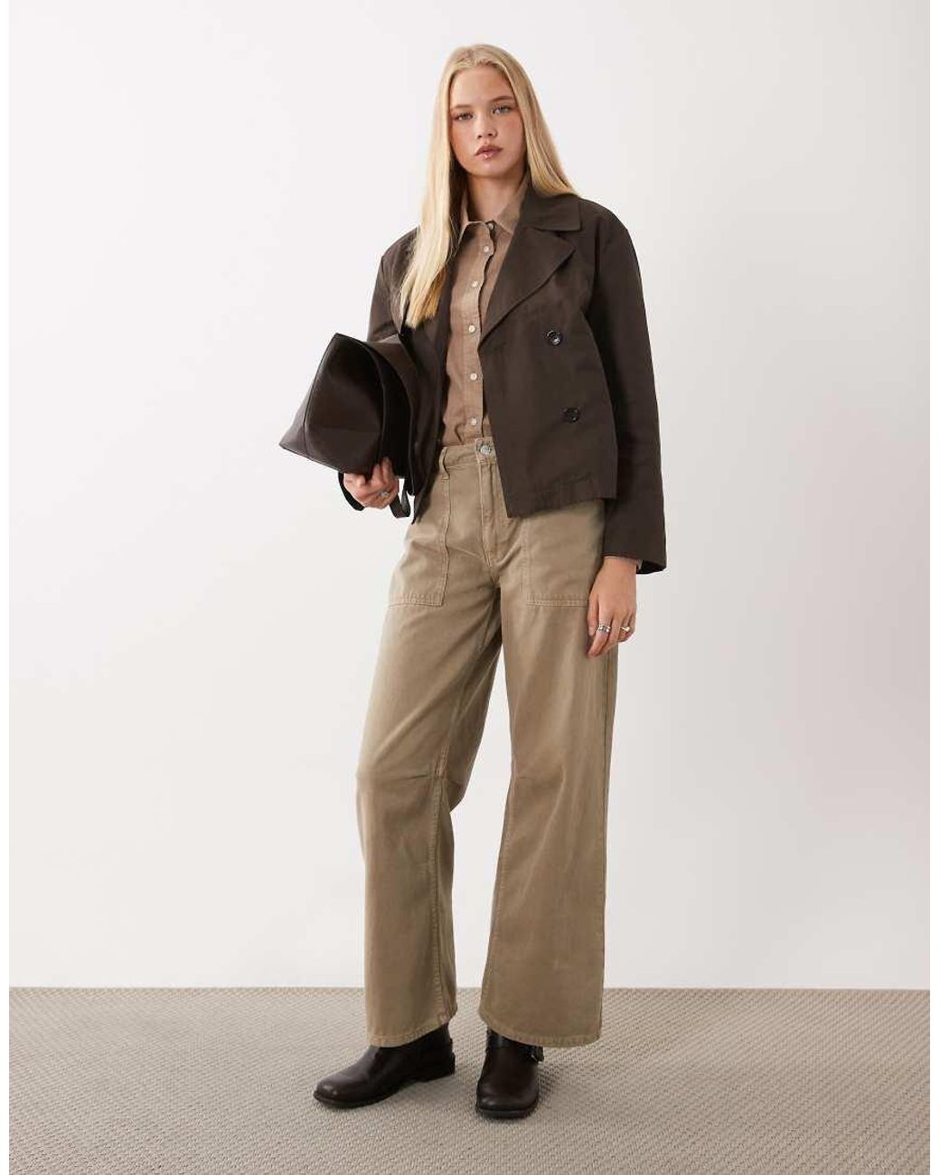 Mango Brown Teen Cropped Trench