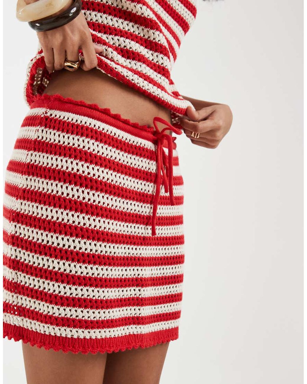 Gap Red Cotton Crochet Cropped Mini Skirt