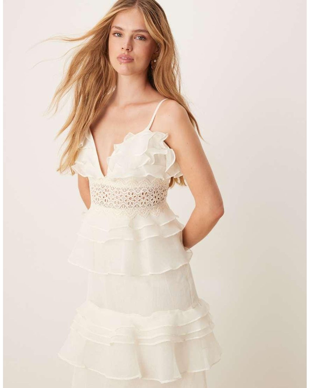 True Decadence Natural V Neck Midi Dress