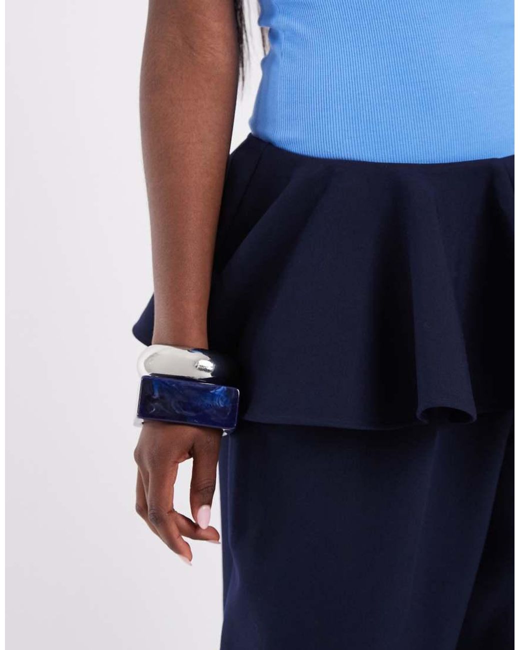 ASOS Blue Tailored Low Waist Skirted Trousers