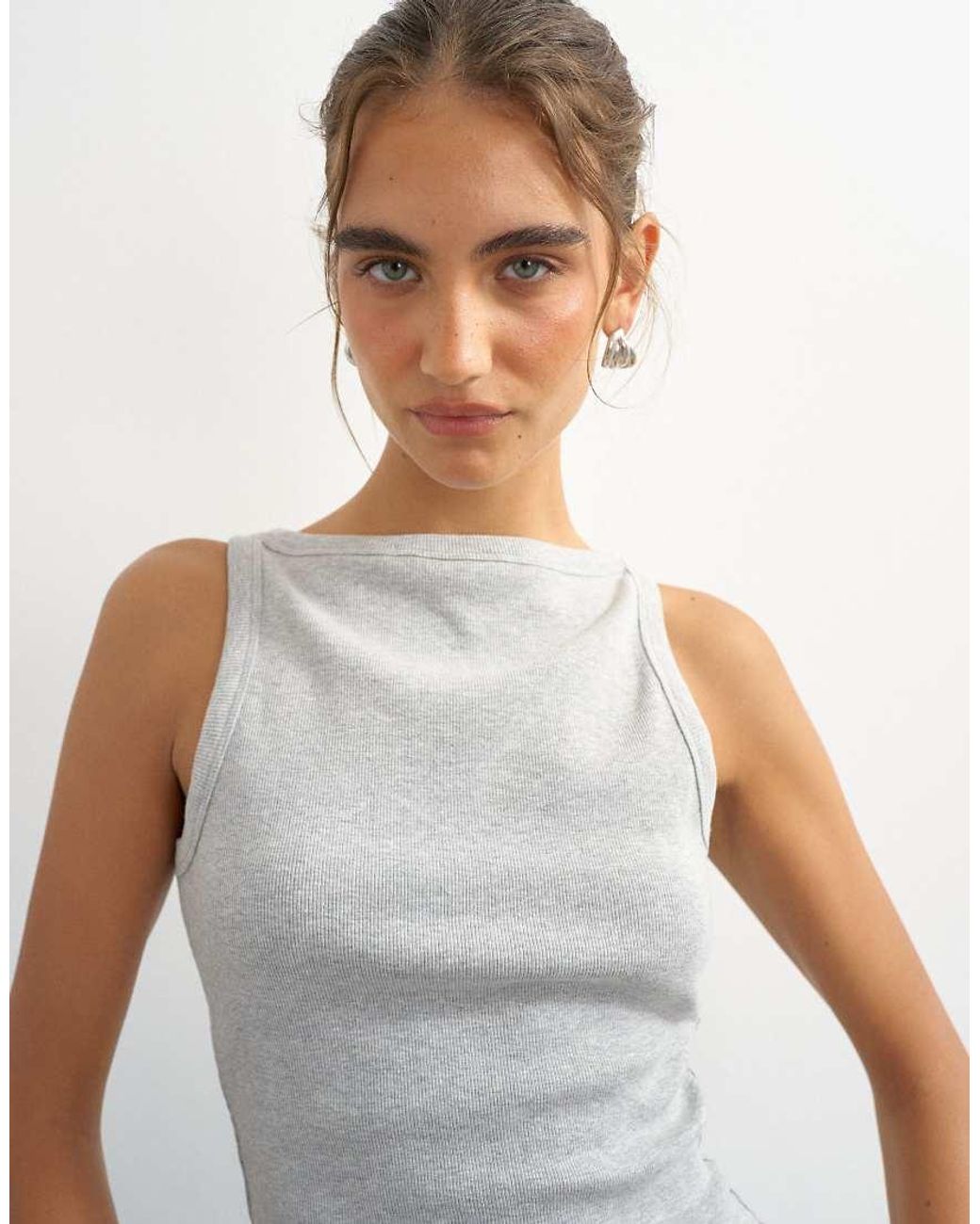 TOPSHOP Blue Slash Neck Racer Vest