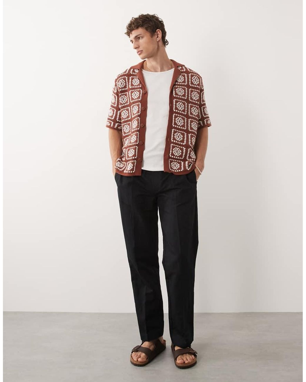 Only & Sons Red Crochet Shirt for men