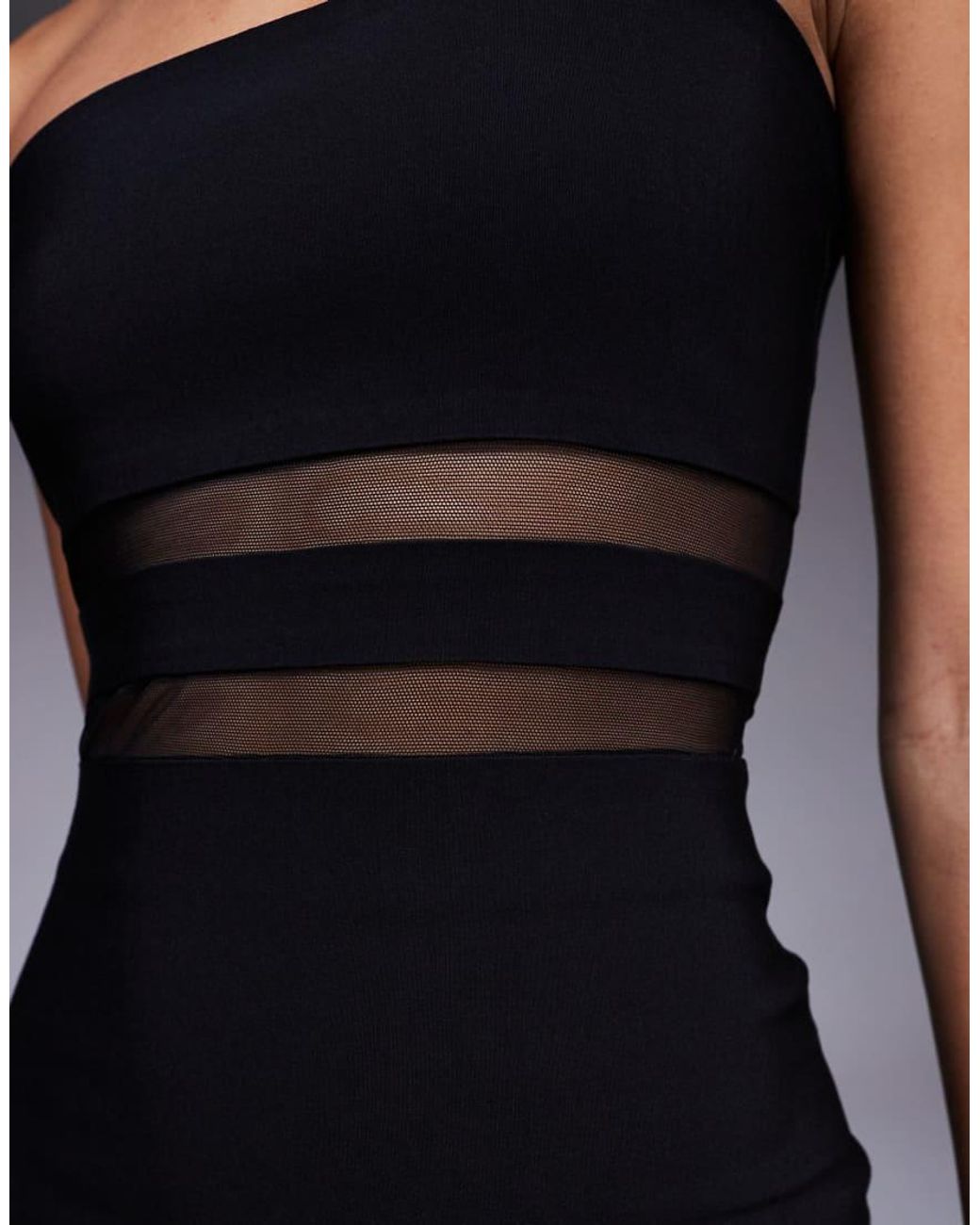 Vesper Blue Bengaline Bandeau Mesh Panel Detail Maxi Dress