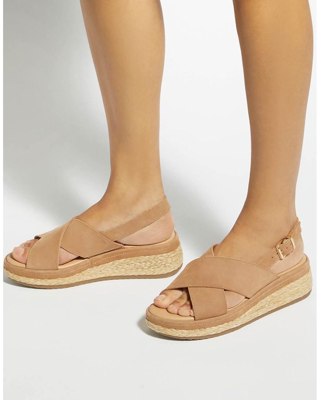Dune Natural Leather Kiya Wedges