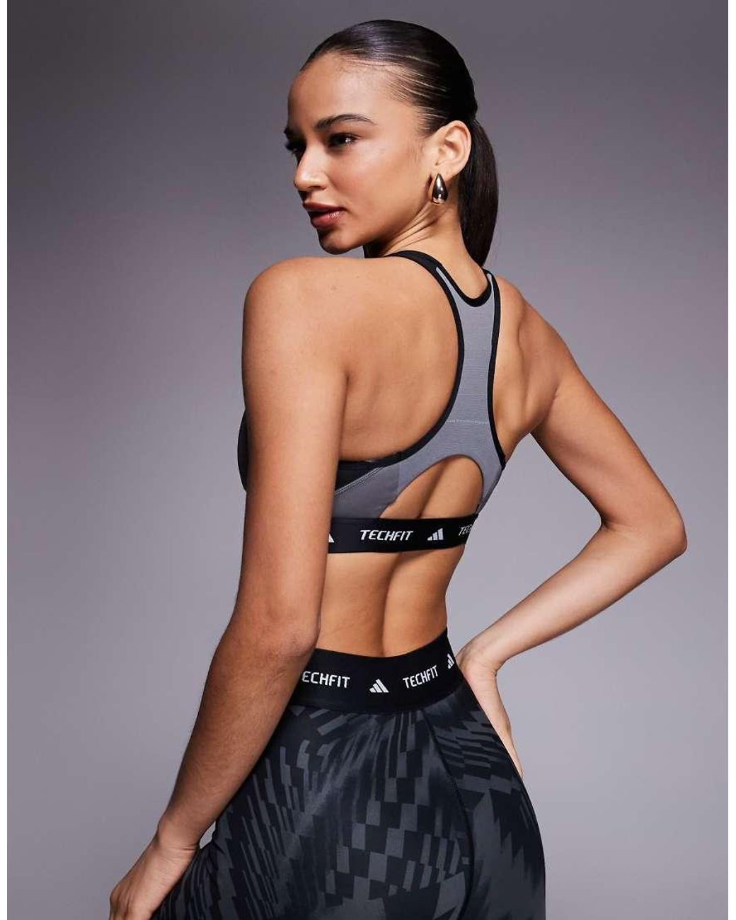 Adidas Originals Blue Adidas Training Tech Fit Mid Support Sports Bra