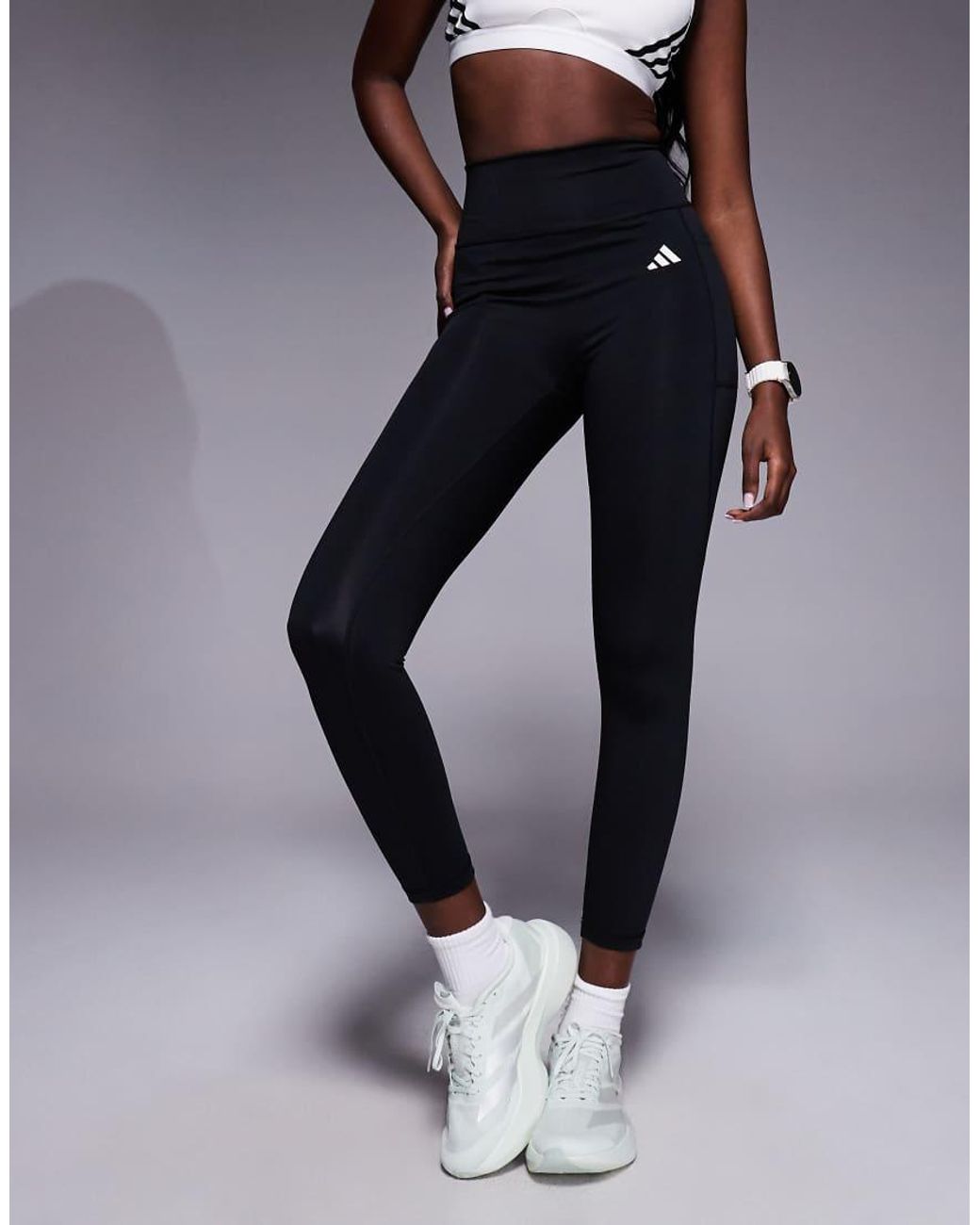 Adidas Originals Gray Adidas Training Optime Essentials No Seam Leggings