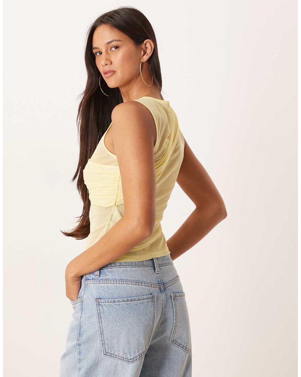 ASOS Blue Sheer Mesh Layered Twist Vest Top