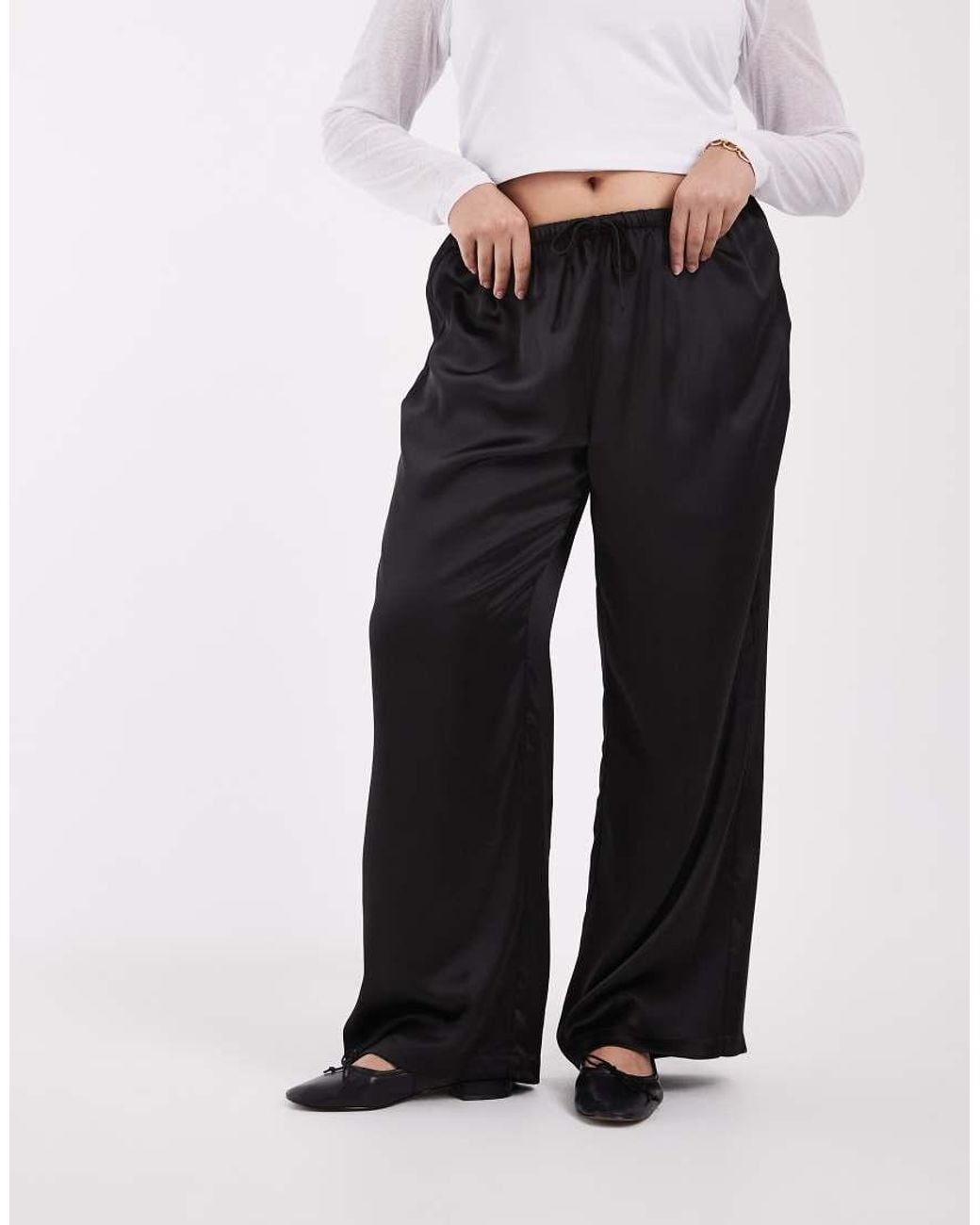 ONLY White Satin Look Wide Leg Pants