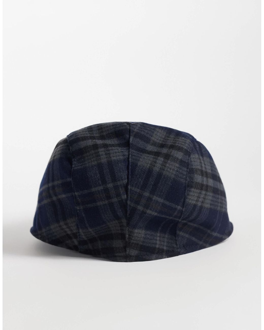 ASOS Blue Check Flat Cap for men