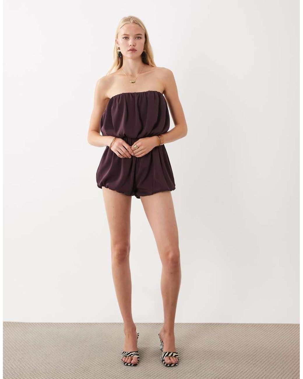ASOS Purple Satin Bubble Playsuit