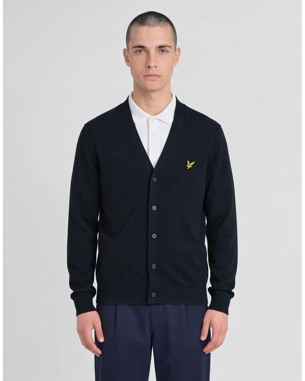 Lyle & Scott Blue Mid Knits Knitted Classic Cardigan for men
