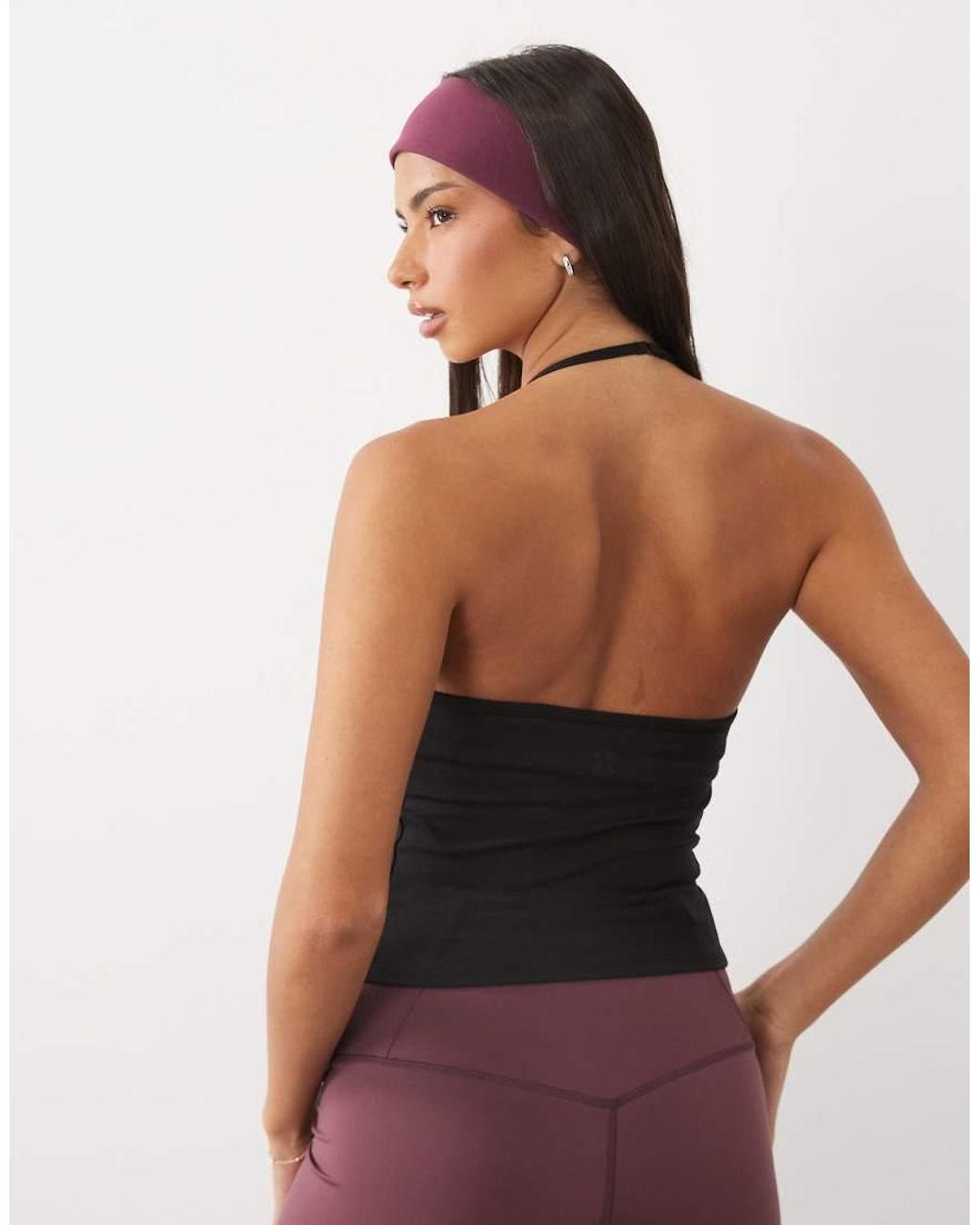 4505 Purple Halter Neck Cami With Inner Bra And Adjustable Straps