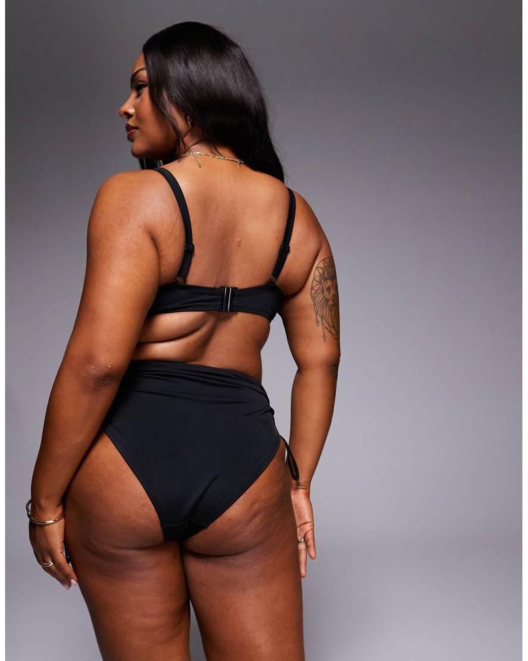 ASOS Black Asos Design Curve Maya Skinny Crop Bikini Top With Hidden Underwire