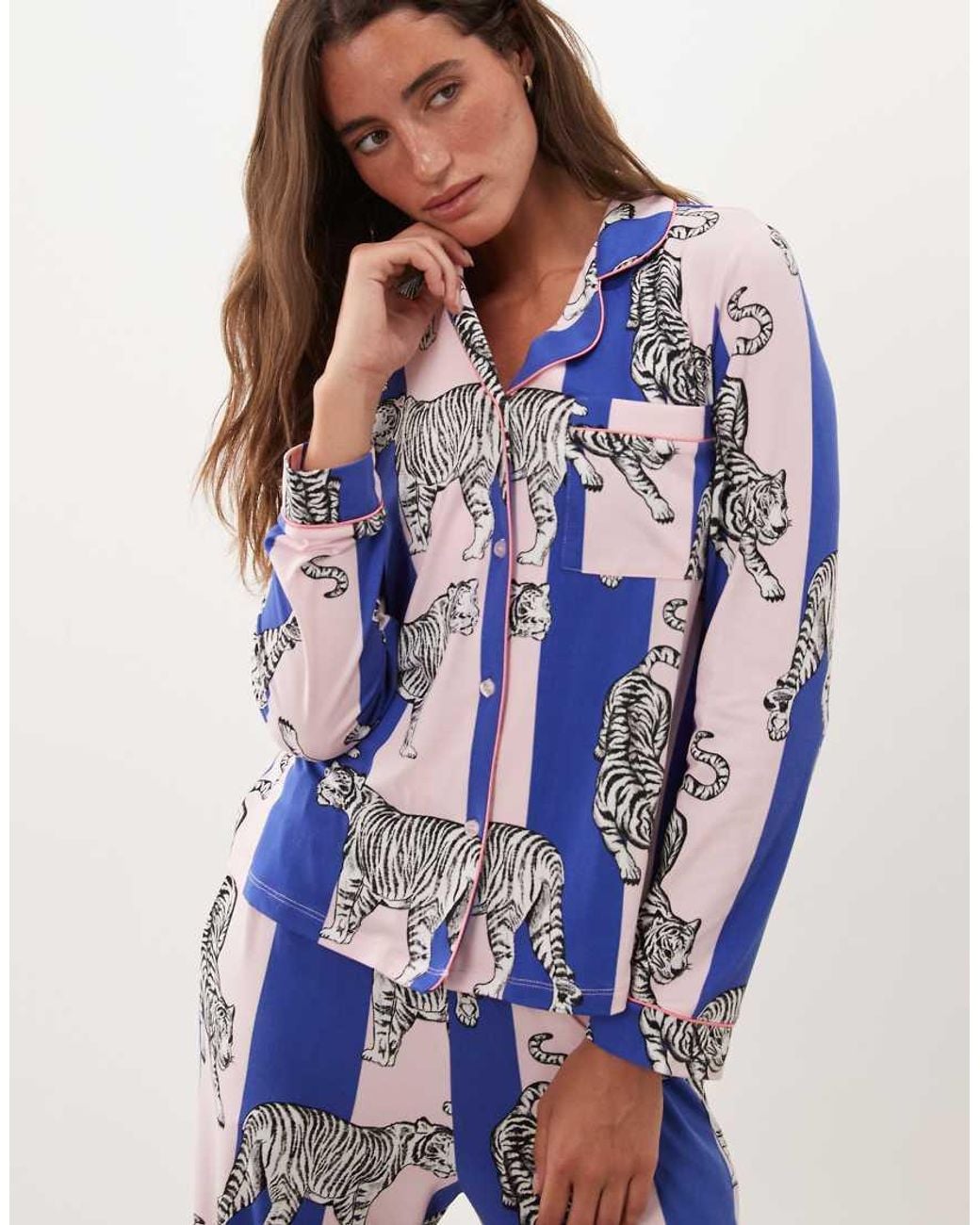 Chelsea Peers Blue Super Soft Button-up Pyjama Set
