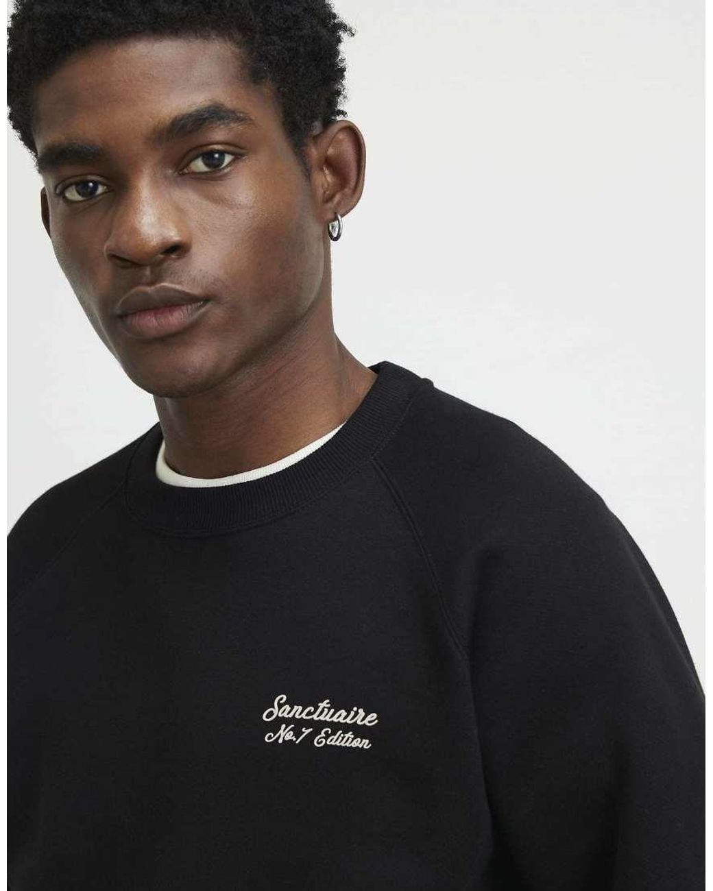 River Island Black Regular Fit Sanctuaire Sweatshirt for men