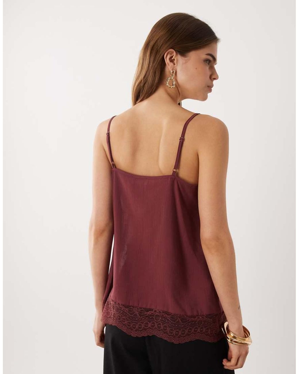 Jdy Red Lace Details Cami Top
